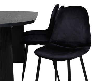 Venture Home Bianca & Polar Ovala Matbord 200 x 90 Svart + Matstolar 2-pack Svart