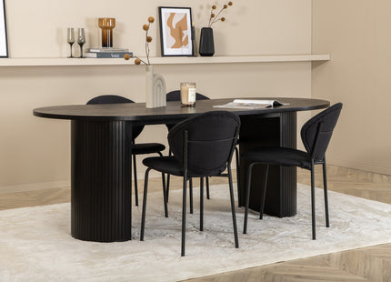 Venture Home Vault & Bianca Matstolar 2-pack Svart + Ovala Matbord 200 x 90 Svart