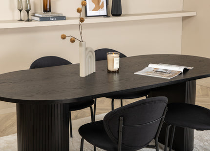 Venture Home Vault & Bianca Matstolar 2-pack Svart + Ovala Matbord 200 x 90 Svart