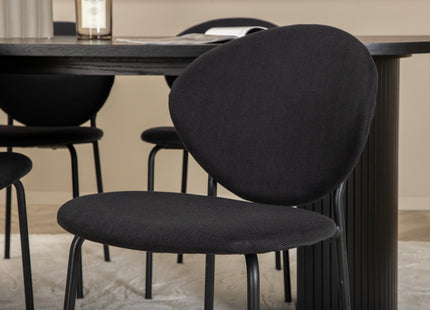 Venture Home Vault & Bianca Matstolar 2-pack Svart + Ovala Matbord 200 x 90 Svart