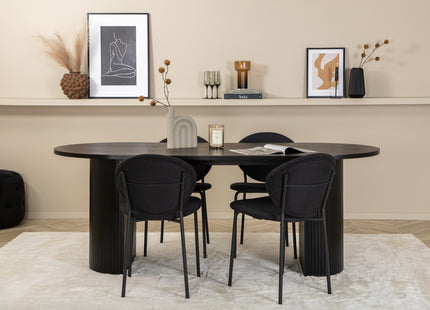 Venture Home Vault & Bianca Matstolar 2-pack Svart + Ovala Matbord 200 x 90 Svart