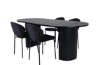 Venture Home Vault & Bianca Matstolar 2-pack Svart + Ovala Matbord 200 x 90 Svart