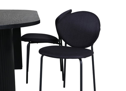 Venture Home Vault & Bianca Matstolar 2-pack Svart + Ovala Matbord 200 x 90 Svart