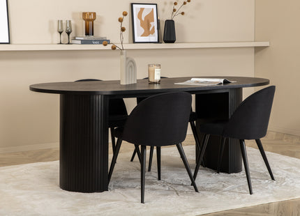 Venture Home Bianca & Velvet Ovala Matbord 200 x 90 Svart + Matstolar 2-pack Svart