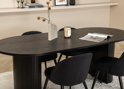 Venture Home Bianca & Velvet Ovala Matbord 200 x 90 Svart + Matstolar 2-pack Svart