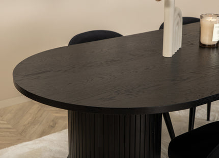 Venture Home Bianca & Velvet Ovala Matbord 200 x 90 Svart + Matstolar 2-pack Svart