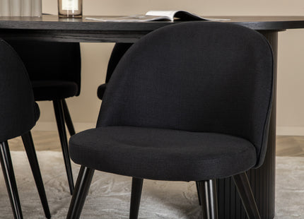 Venture Home Bianca & Velvet Ovala Matbord 200 x 90 Svart + Matstolar 2-pack Svart
