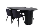 Venture Home Bianca & Velvet Ovala Matbord 200 x 90 Svart + Matstolar 2-pack Svart