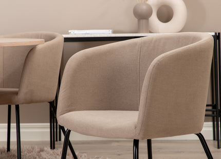 Venture Home Berit & Bianca Matstolar Beige + Runda Matbord ⌀110 Whitewash