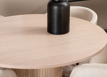 Venture Home Berit & Bianca Matstolar Beige + Runda Matbord ⌀110 Whitewash