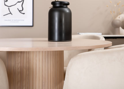 Venture Home Berit & Bianca Matstolar Beige + Runda Matbord ⌀110 Whitewash