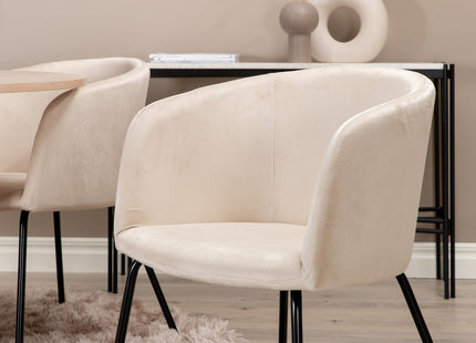 Venture Home Berit & Bianca Matstolar Beige + Runda Matbord ⌀110 Whitewash