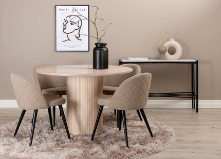 Venture Home Bianca & Velvet Runda Matbord ⌀110 Whitewash + Matstolar 2-pack Beige