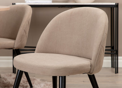 Venture Home Bianca & Velvet Runda Matbord ⌀110 Whitewash + Matstolar 2-pack Beige