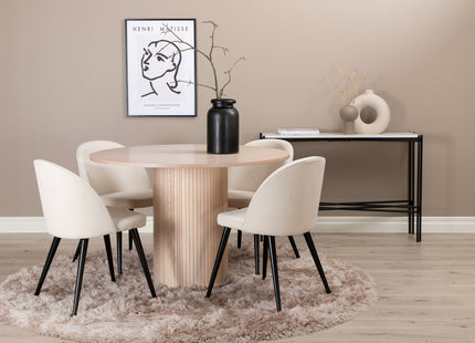Venture Home Bianca & Velvet Runda Matbord ⌀110 Whitewash + Matstolar 2-pack Grädde