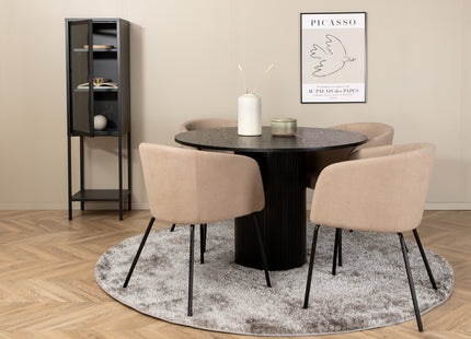Venture Home Berit & Bianca Matstolar Beige + Runda Matbord ⌀110 Svart