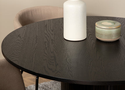 Venture Home Berit & Bianca Matstolar Beige + Runda Matbord ⌀110 Svart