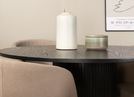 Venture Home Berit & Bianca Matstolar Beige + Runda Matbord ⌀110 Svart
