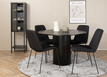 Venture Home Muce & Bianca Matstolar 2-pack Svart + Runda Matbord ⌀110 Svart