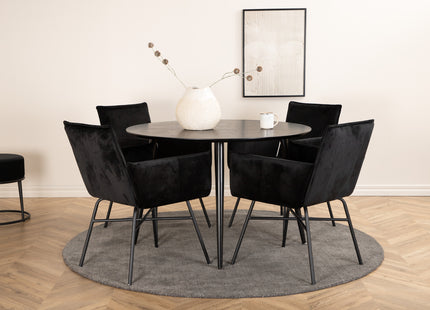 Venture Home Petra & Dipp Matstolar Svart + Runda Matbord ⌀115 Svart