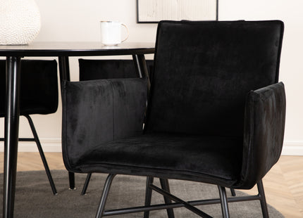 Venture Home Petra & Dipp Matstolar Svart + Runda Matbord ⌀115 Svart