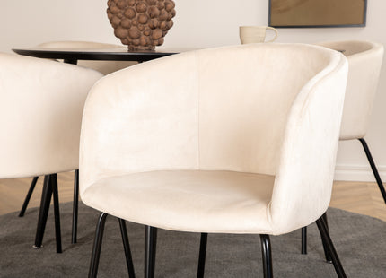 Venture Home Berit & Dipp Matstolar Beige + Runda Matbord ⌀115 Svart