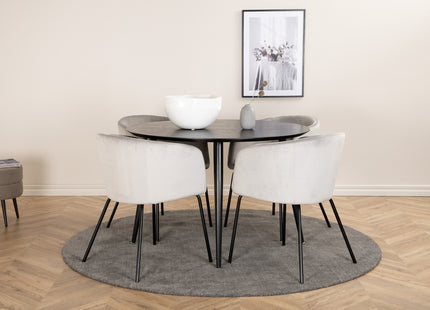 Venture Home Berit & Dipp Matstolar Grå + Runda Matbord ⌀115 Svart