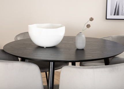 Venture Home Berit & Dipp Matstolar Grå + Runda Matbord ⌀115 Svart