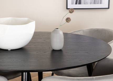 Venture Home Berit & Dipp Matstolar Grå + Runda Matbord ⌀115 Svart