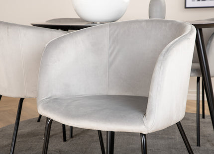 Venture Home Berit & Dipp Matstolar Grå + Runda Matbord ⌀115 Svart