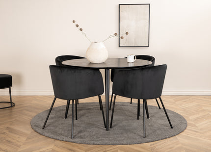 Venture Home Berit & Dipp Matstolar Svart + Runda Matbord ⌀115 Svart