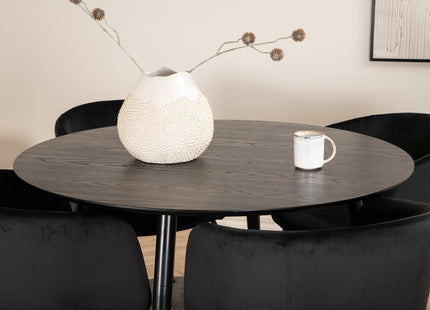 Venture Home Berit & Dipp Matstolar Svart + Runda Matbord ⌀115 Svart