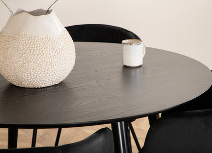 Venture Home Berit & Dipp Matstolar Svart + Runda Matbord ⌀115 Svart