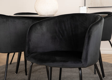 Venture Home Berit & Dipp Matstolar Svart + Runda Matbord ⌀115 Svart