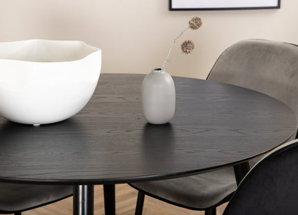 Venture Home Emma & Dipp Matstolar 2-pack Grå + Runda Matbord ⌀115 Svart