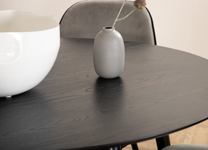 Venture Home Emma & Dipp Matstolar 2-pack Grå + Runda Matbord ⌀115 Svart