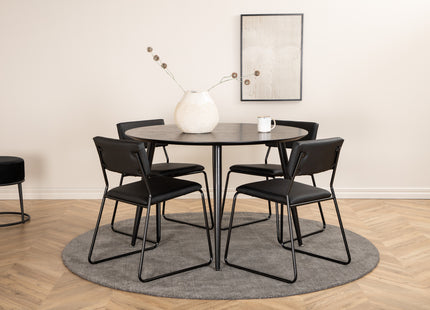 Venture Home Kenth & Dipp Matstolar 2-pack Svart + Runda Matbord ⌀115 Svart