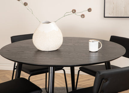 Venture Home Kenth & Dipp Matstolar 2-pack Svart + Runda Matbord ⌀115 Svart