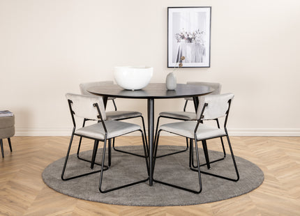 Venture Home Kenth & Dipp Matstolar 2-pack Grå + Runda Matbord ⌀115 Svart