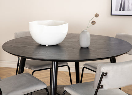 Venture Home Kenth & Dipp Matstolar 2-pack Grå + Runda Matbord ⌀115 Svart