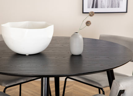 Venture Home Kenth & Dipp Matstolar 2-pack Grå + Runda Matbord ⌀115 Svart