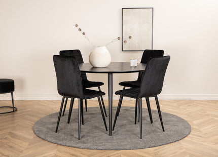 Venture Home Dipp & Windu Runda Matbord ⌀115 Svart + Matstolar 2-pack Svart