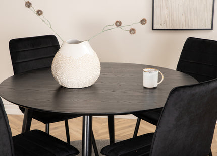 Venture Home Dipp & Windu Runda Matbord ⌀115 Svart + Matstolar 2-pack Svart