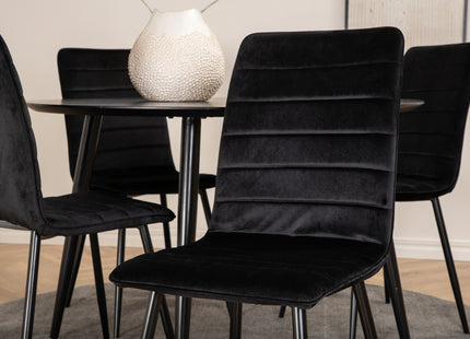 Venture Home Dipp & Windu Runda Matbord ⌀115 Svart + Matstolar 2-pack Svart