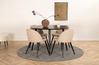 Venture Home Dipp & Velvet Runda Matbord ⌀115 Svart + Matstolar 2-pack Beige