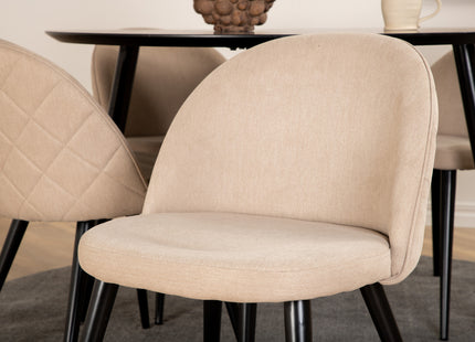 Venture Home Dipp & Velvet Runda Matbord ⌀115 Svart + Matstolar 2-pack Beige