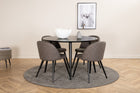 Venture Home Dipp & Velvet Runda Matbord ⌀115 Svart + Matstolar 2-pack Grå