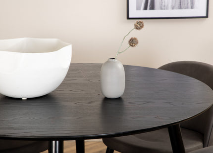 Venture Home Dipp & Velvet Runda Matbord ⌀115 Svart + Matstolar 2-pack Grå
