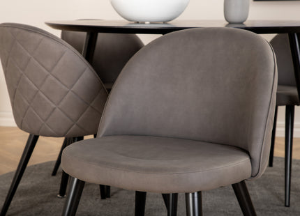 Venture Home Dipp & Velvet Runda Matbord ⌀115 Svart + Matstolar 2-pack Grå