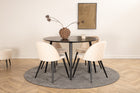 Venture Home Dipp & Velvet Runda Matbord ⌀115 Svart + Matstolar 2-pack Beige